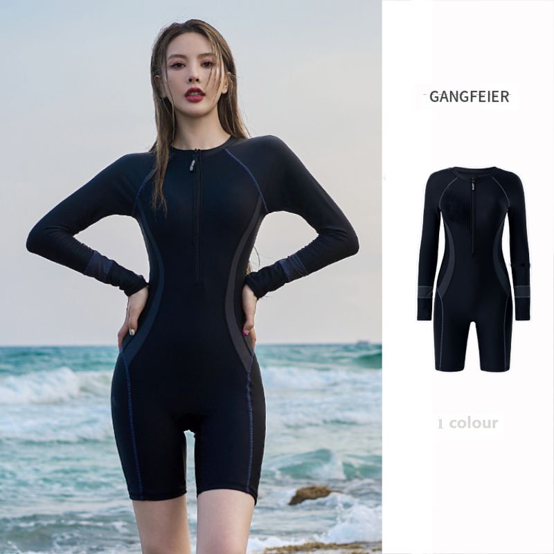 Women's swimsuit one-piece  winter new style long-sleeved conservative super sexy surfing hot springs slimming and flesh-covering swimsuit