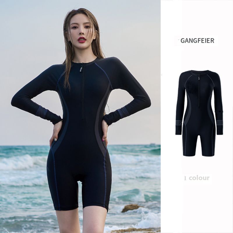 Women's swimsuit one-piece 2023 winter new style long-sleeved conservative super sexy surfing hot springs slimming and flesh-covering swimsuit