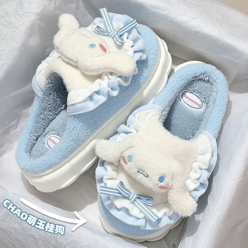 Cinnamon dog cotton slippers for women winter 2023 new cute home indoor warm thick-soled plush slippers for women