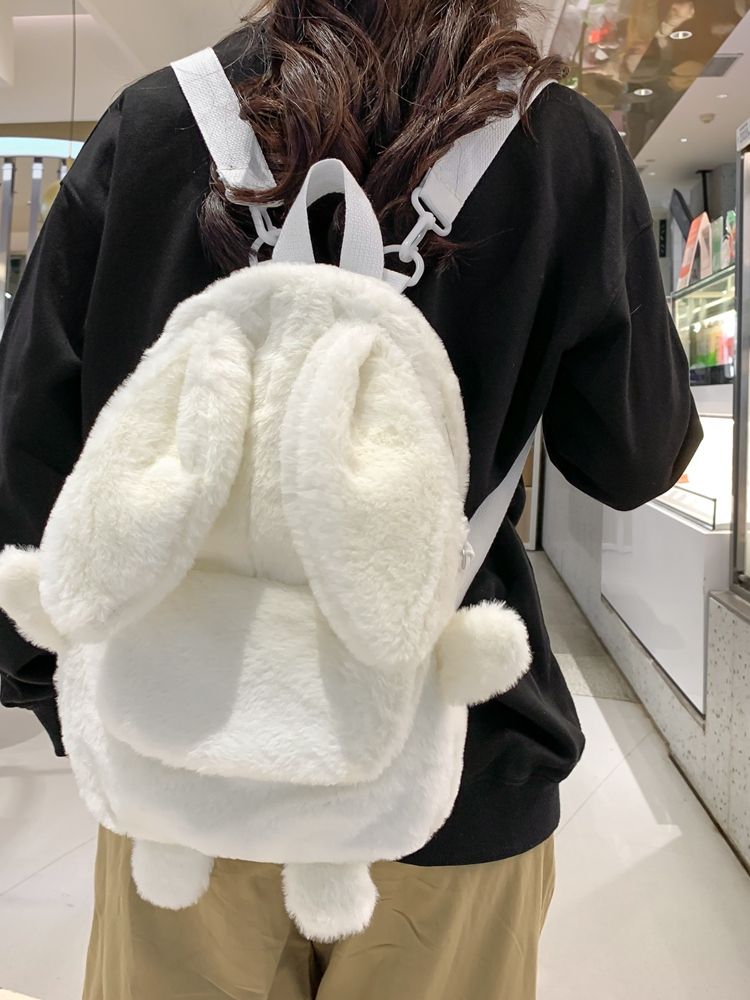 Backpack Women's 2023 Autumn and Winter New Cute Cartoon Girls and Children Rabbit Plush Casual Mini Small School Bag