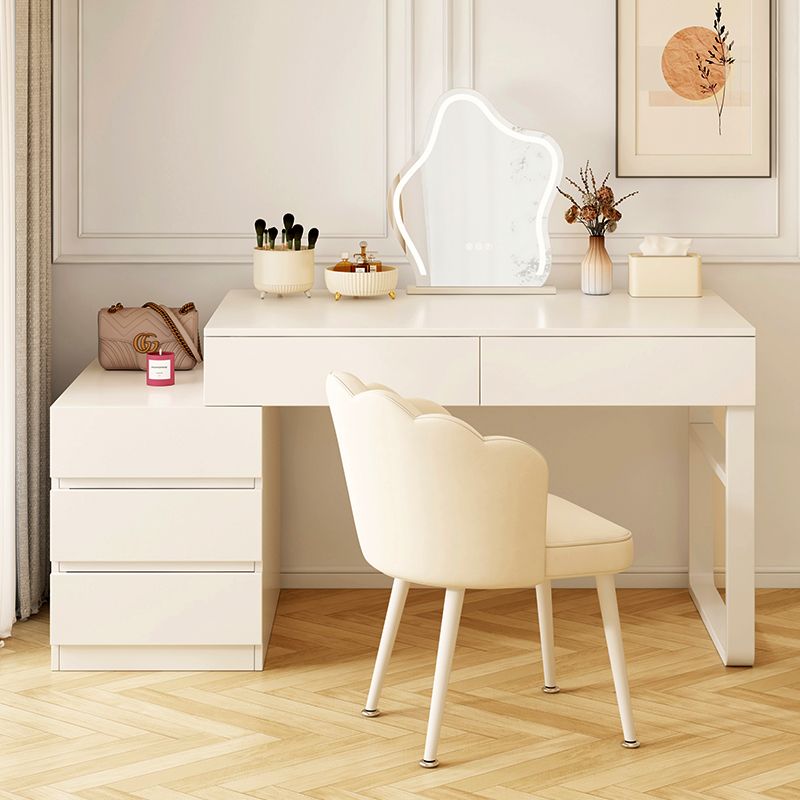 梳妆台卧室简约现代小户型法式奶油风主卧高级感书桌化妆台一体镜