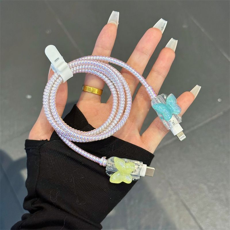 Glitter 15 Data Cable Wrap 14 Pro Max Charger Protector 20W Fast Charging IPad 8_voghion.com