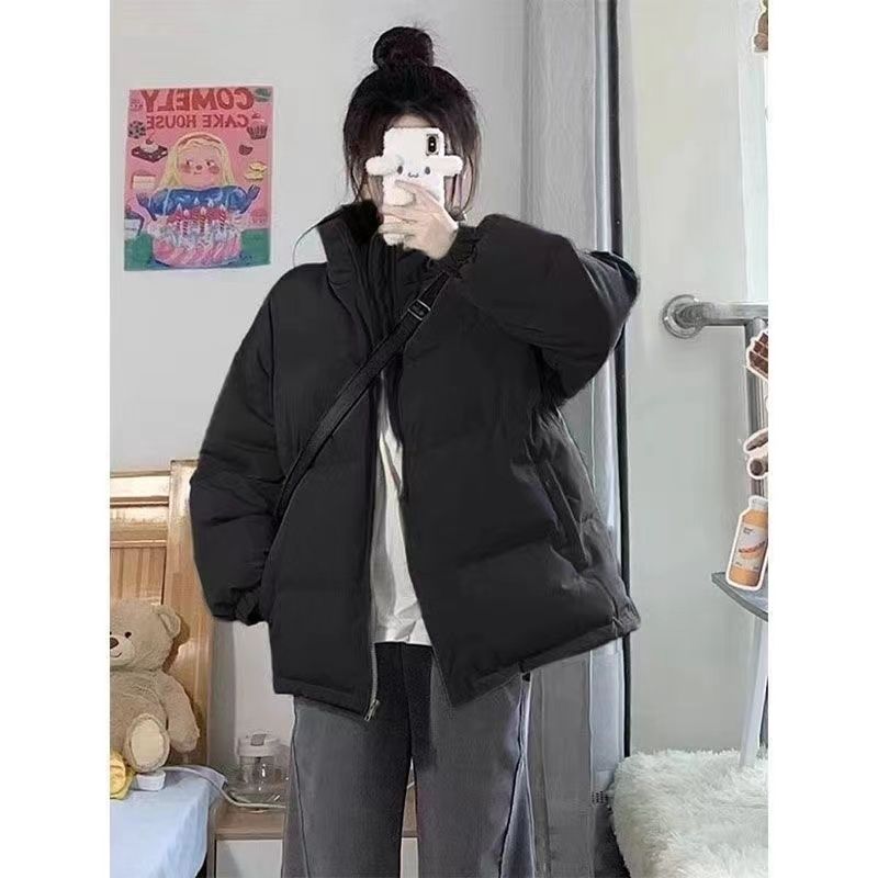 American stand collar cotton coat 2023 thickened bread winter popular trendy cotton coat ins versatile cotton jacket new style