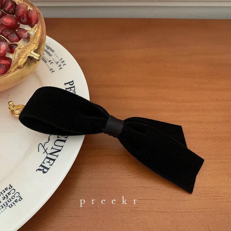 PreeKr Fiocco in velluto a becco d'anatra da donna, nuovo stile 2023, accessorio per capelli di alta gamma per ragazze, clip laterale_voghion.com