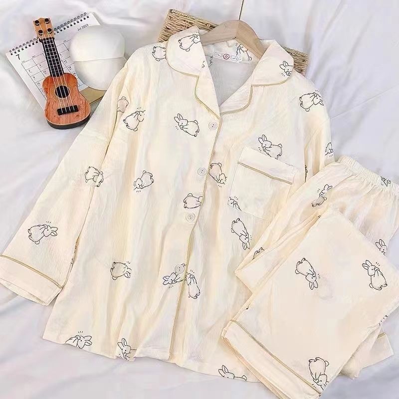 睡衣女春秋款純棉長袖長褲高級感純欲風兩件套春夏可愛家居服套裝