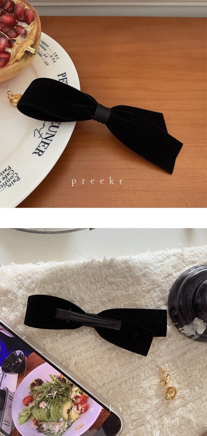 Fermaglio a fiocco in velluto per donna accessorio capelli chic_voghion.com