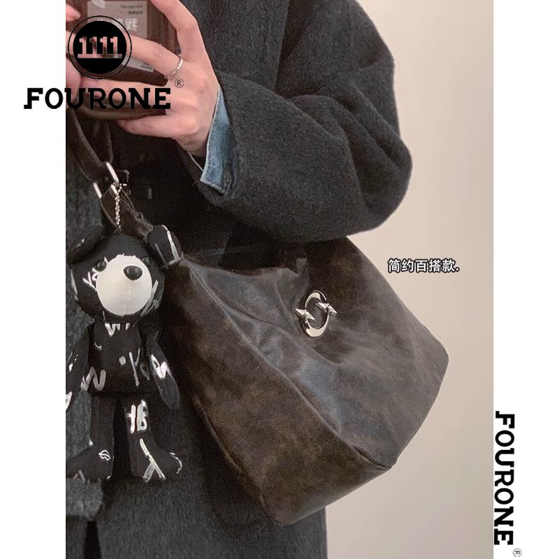 Versatile large-capacity crossbody bag autumn new trendy Maillard retro tote bag casual shoulder bag