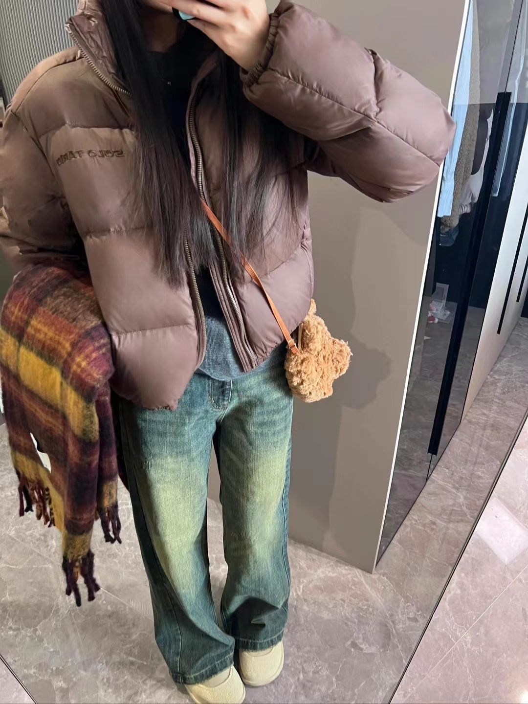 做舊復古闊腿牛仔褲女秋冬新款寬鬆顯瘦直筒拖地長褲子高街ins潮