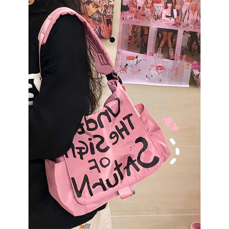 澀琪同款包包女2023新款個性塗鴉單肩包美拉德斜挎包大容量托特包