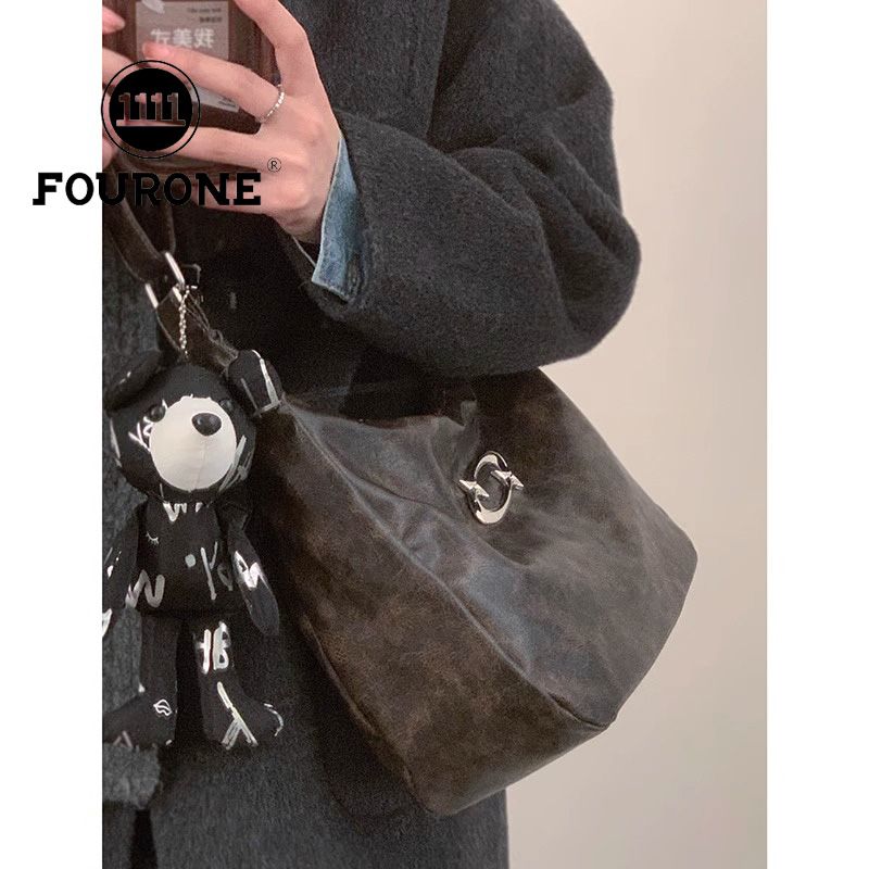 Versatile large-capacity crossbody bag for women new trendy Maillard retro tote bag casual shoulder bag