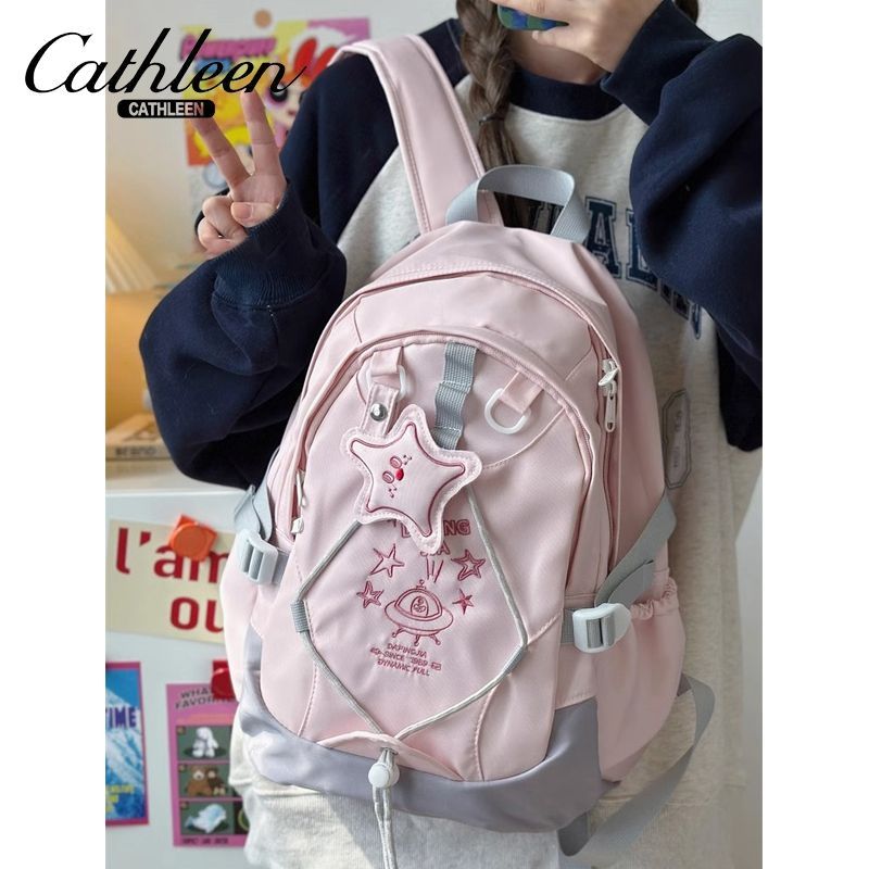 Japanese fashionable and cute student college backpack planet star pendant light school bag backpack sweet