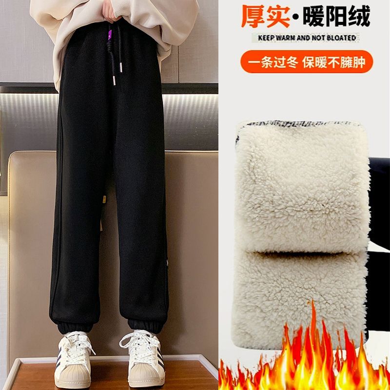 女童特厚加絨褲子冬季加厚運動褲保暖14女孩中大童兒童羊駝絨衛褲