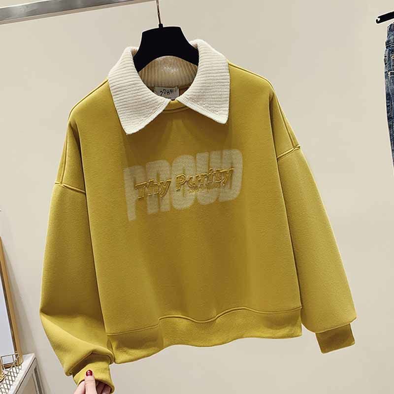 娃娃領衛衣女加絨加厚冬季2023新款爆款字母刺繡棉百搭保暖上衣