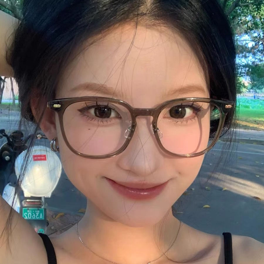 配近視眼鏡專業方框透明茶色女可配度數防藍光防輻射大臉顯瘦眼睛