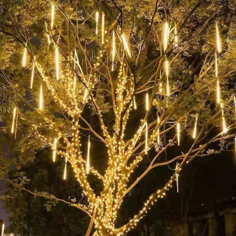 太阳能流星雨led灯户外防水圣诞树灯装饰七彩满天星闪灯彩灯串灯