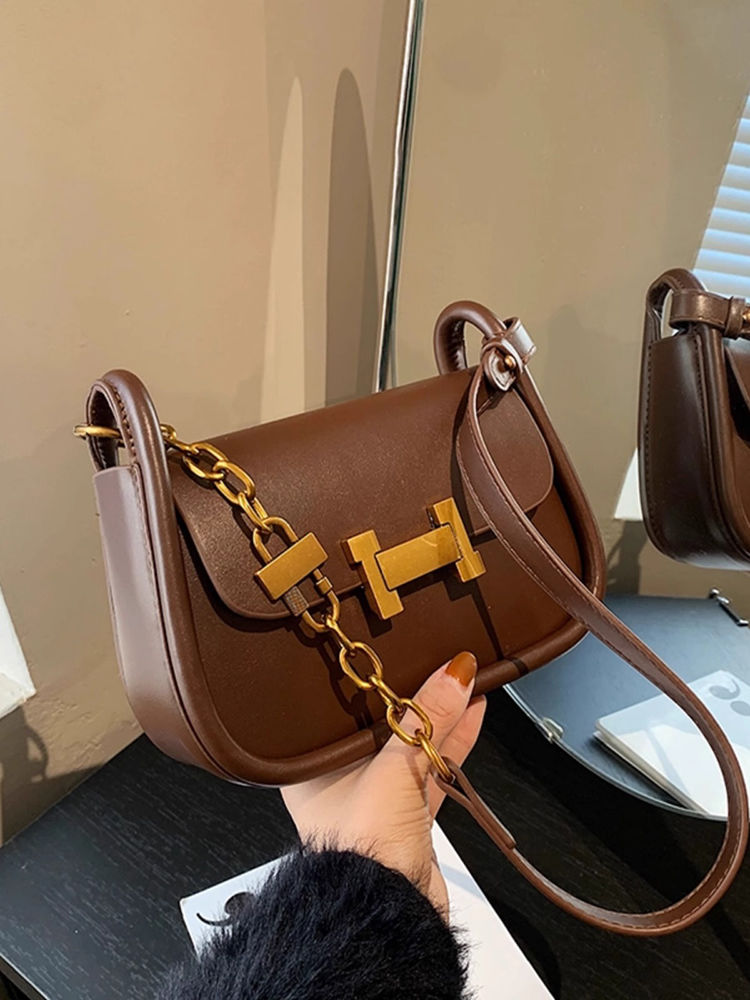 Retro Fashion Maillard Underarm Bag Women's New  Autumn and Winter Commuting Versatile Small Square Bag Casual Shoulder Bag