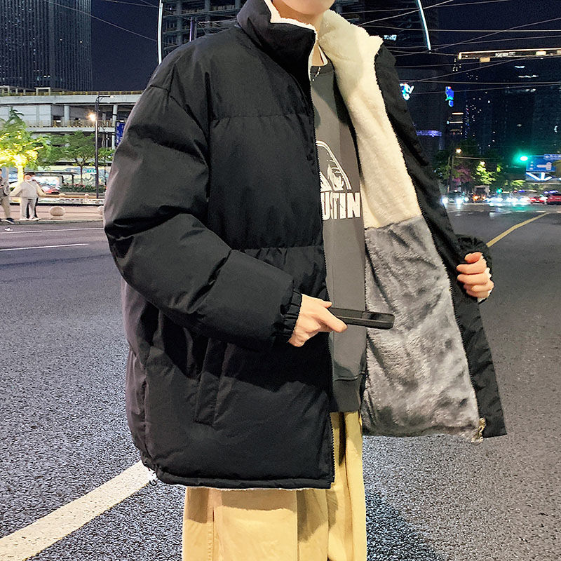兩面穿加厚羊羔絨外套男士冬季保暖寬鬆潮流百搭棉衣新款立領棉襖