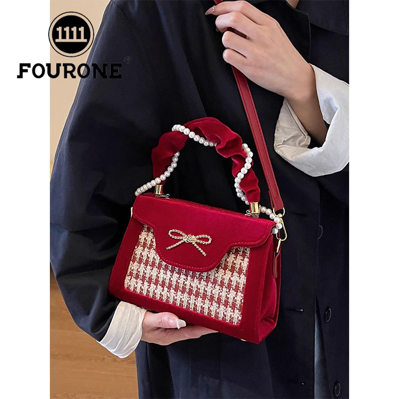 Red festive handbag women's new style bridal bag wedding banquet high-end versatile shoulder bag