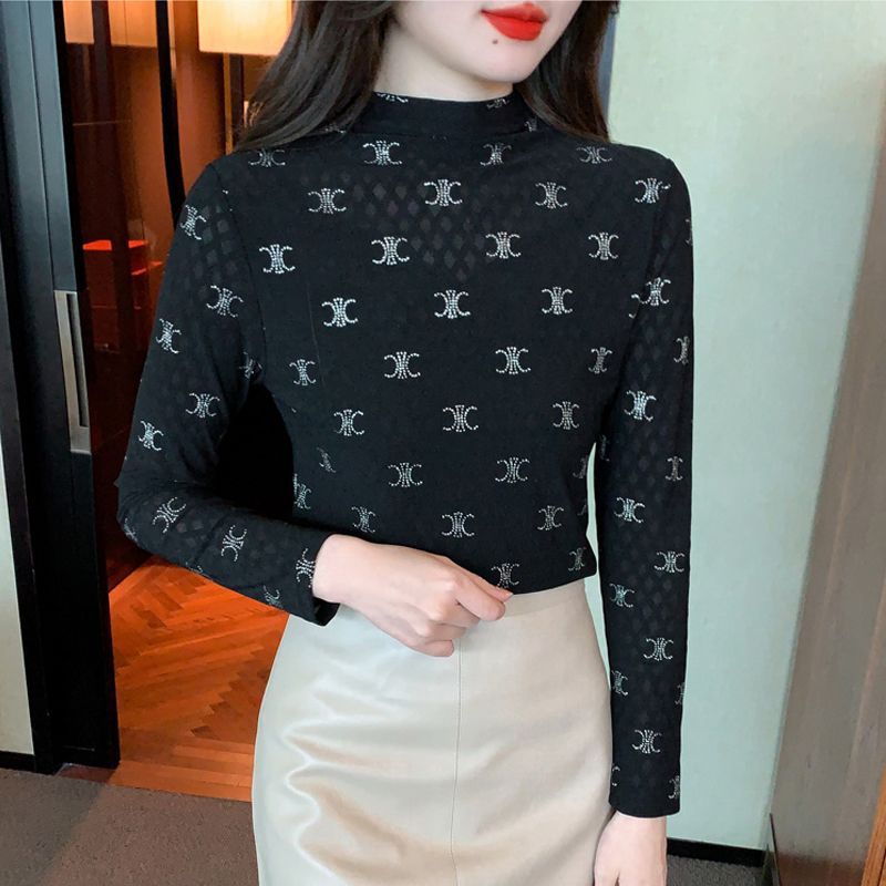 半高領加絨長袖T恤女冬季2023年新款法式氣質修身上衣內搭打底衫