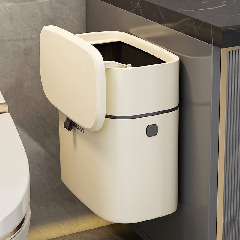 卫生间壁挂式免打孔垃圾桶厕所窄缝带盖防臭纸篓厨房悬挂式垃圾筒