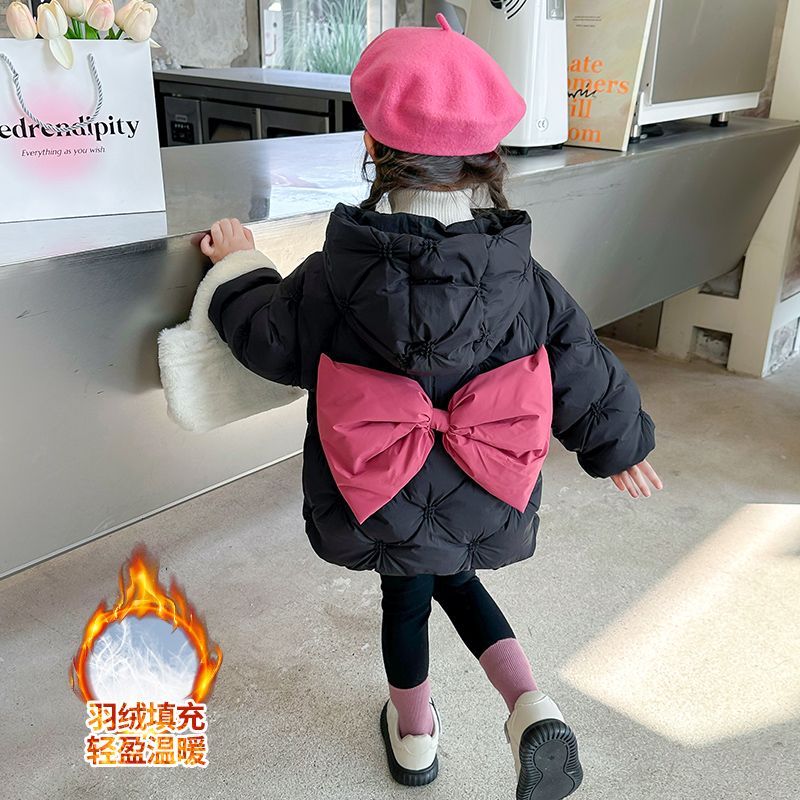 女童2023新款白鴨絨羽絨服女寶寶冬季外出連帽時尚外套中小童冬款