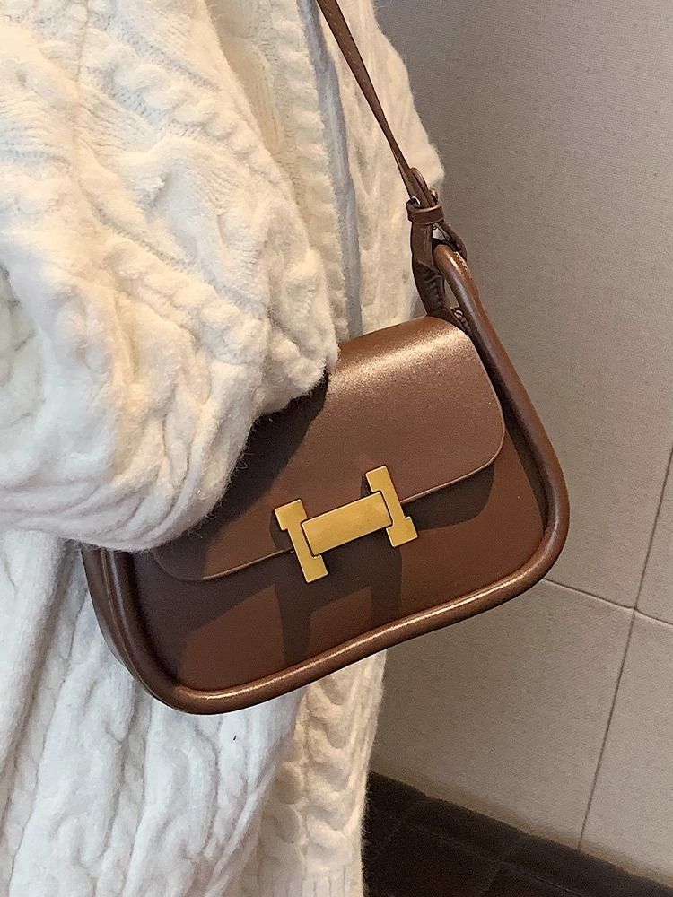 Retro Fashion Maillard Underarm Bag Women's New 2023 Autumn and Winter Commuting Versatile Small Square Bag Casual Shoulder Bag