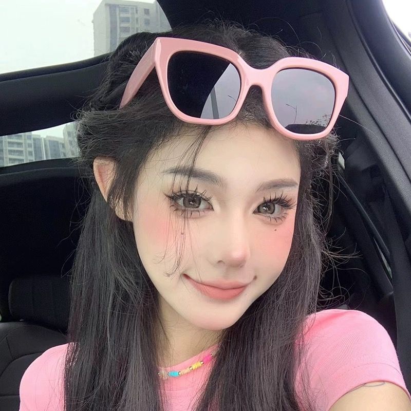 多巴胺粉色墨鏡女潮個性街拍防紫外線高級感復古大框顯瘦太陽眼鏡