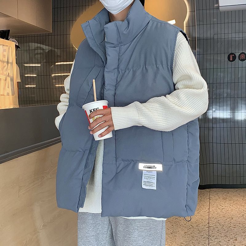 秋冬棉馬甲男港風日系復古寬鬆立領外套潮流百搭保暖無袖坎肩棉服