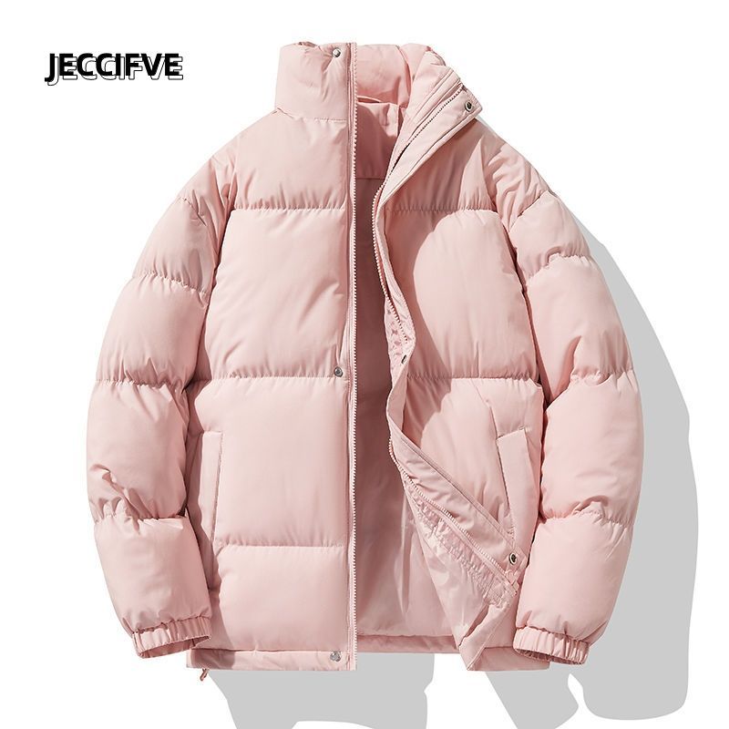 JECCIFIVE winter new cotton-padded clothes for men and women stand-up collar warm high street fashion brand thickened loose couple bread suit