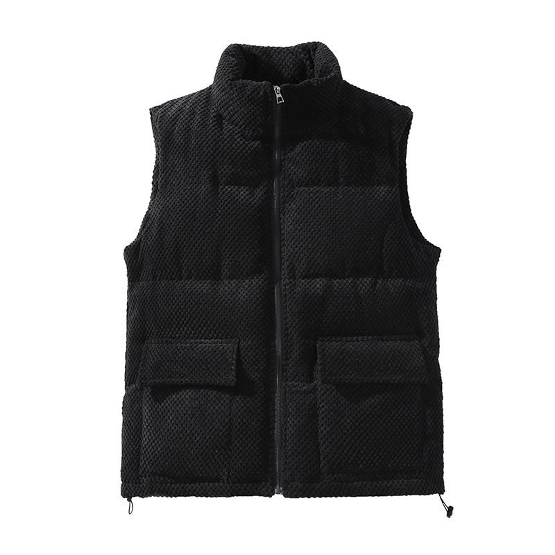 Japanese down cotton vest men's winter 2023 new corduroy thickened sleeveless vest handsome high-end clothes