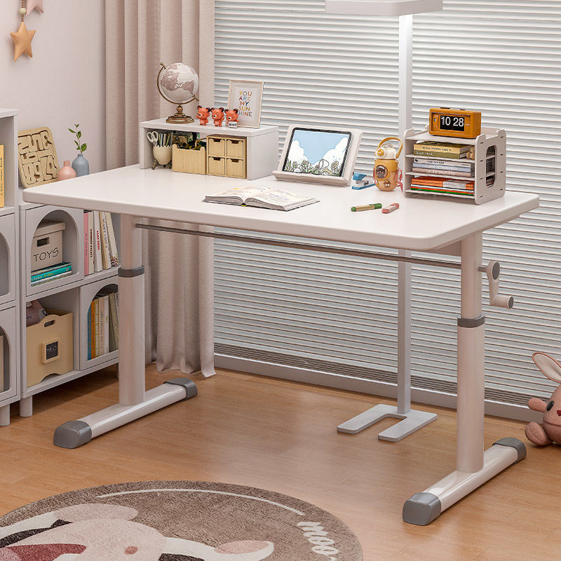 可升降桌子电脑桌台式家用儿童学习桌写字桌手摇升降桌办公小桌子