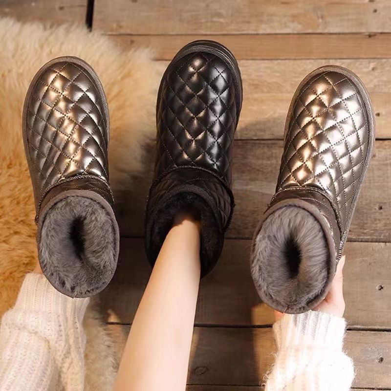 雪地靴女2023年新款冬加绒加厚保暖棉鞋厚底防滑短筒一脚蹬面包鞋