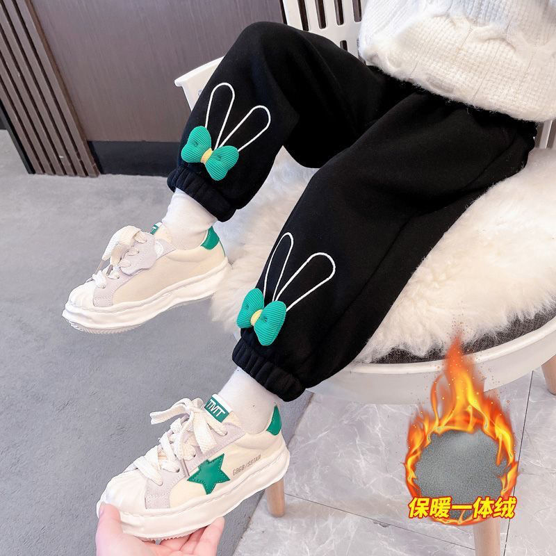 兒童加厚褲子女寶寶加絨休閒褲秋季棉褲2023新款休閒女童冬季褲子