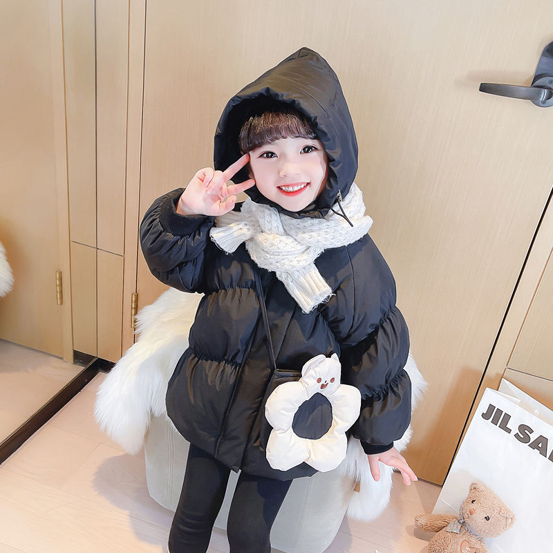 女童羽绒服2023冬季新款洋气小孩宝宝加厚中长款冬装外套修身韩版