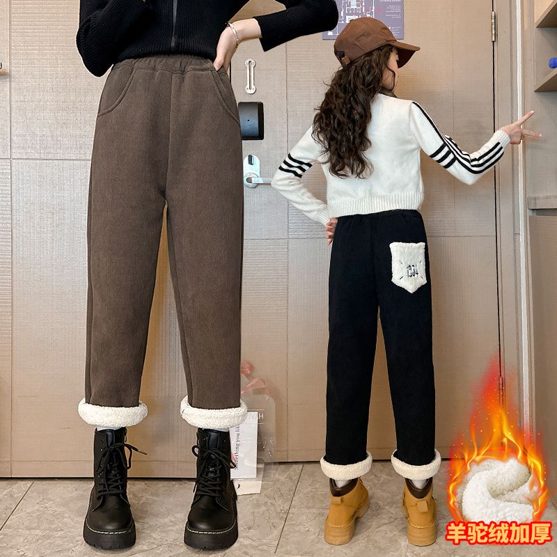 女童特厚冬款外穿羊駝絨加厚冬季加絨褲冬天一條過冬大童兒童褲子