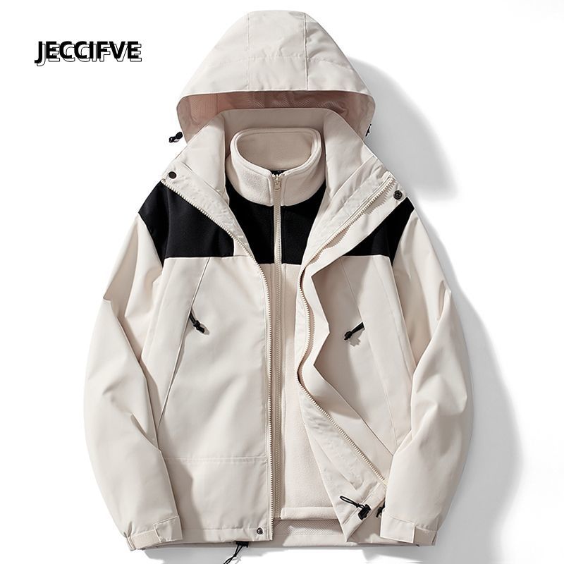 JECCIFIVE outdoor jacket men's and women's three-in-one thickened jacket  new windproof and waterproof mountaineering clothing