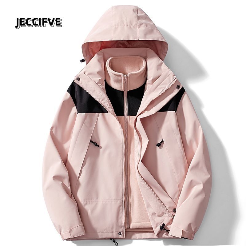 JECCIFIVE outdoor jacket men's and women's three-in-one thickened jacket  new windproof and waterproof mountaineering clothing
