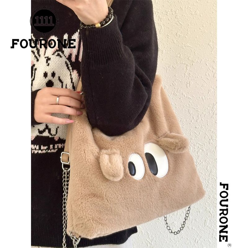 Stylish commuter bucket bag hot style autumn and winter single shoulder plush bag niche college student backpack