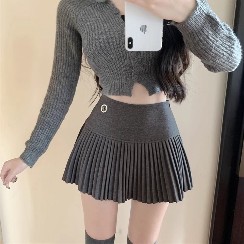 American Hot Girl Woolen Pleated Skirt Women's Autumn and Winter New Commuting White Skirt High Waist Slimming A-Line Short Skirt