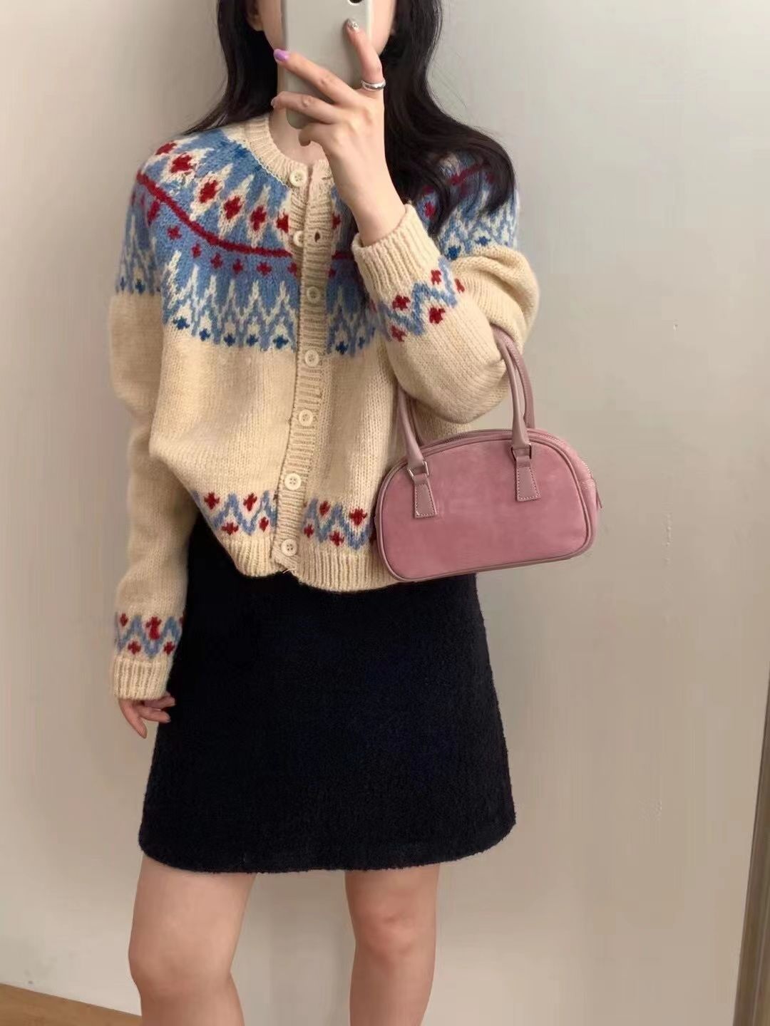 韓國小眾設計dearni復古波斯頓枕頭包手提貝殼包外出斜挎單肩包女