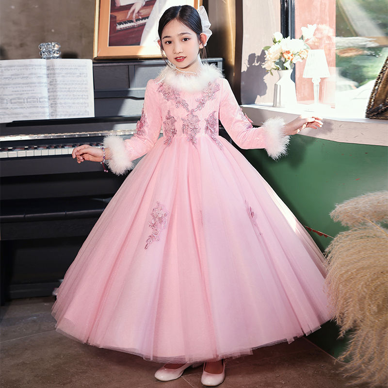 女童禮服公主裙冬季花童鋼琴生日演出服主持人晚禮服洋氣連衣裙冬