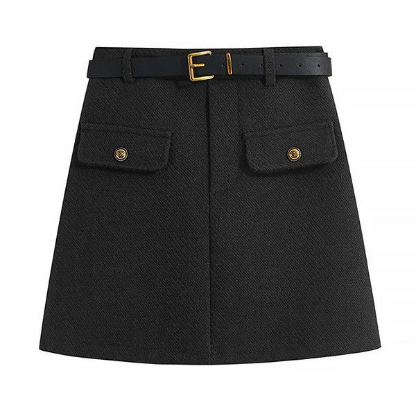 Maillard Woolen Skirt Women's  Winter New Thick Woolen A-Line High Waist Skirt Slimming Hip Skirt