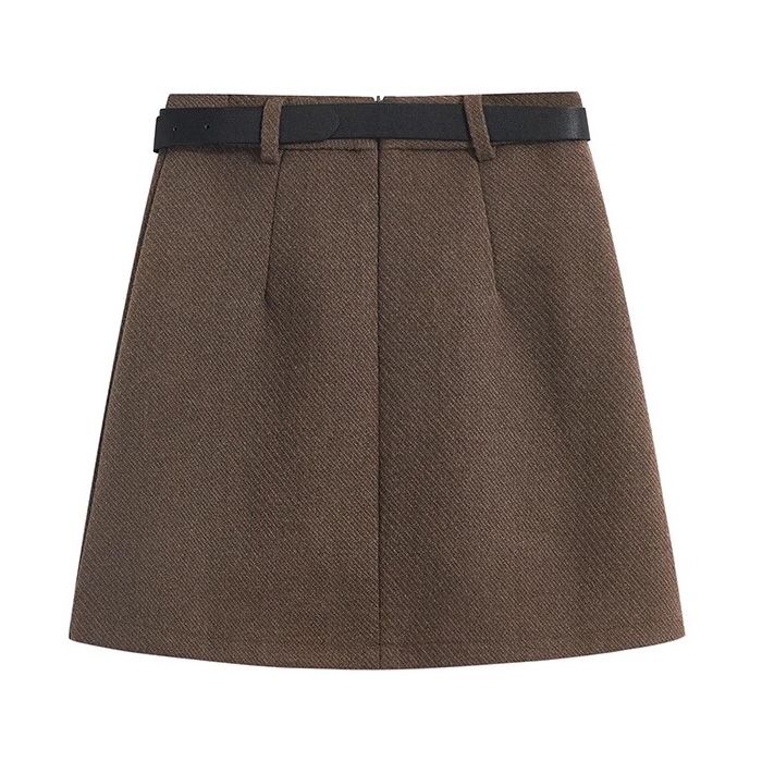 Maillard Woolen Skirt Women's  Winter New Thick Woolen A-Line High Waist Skirt Slimming Hip Skirt