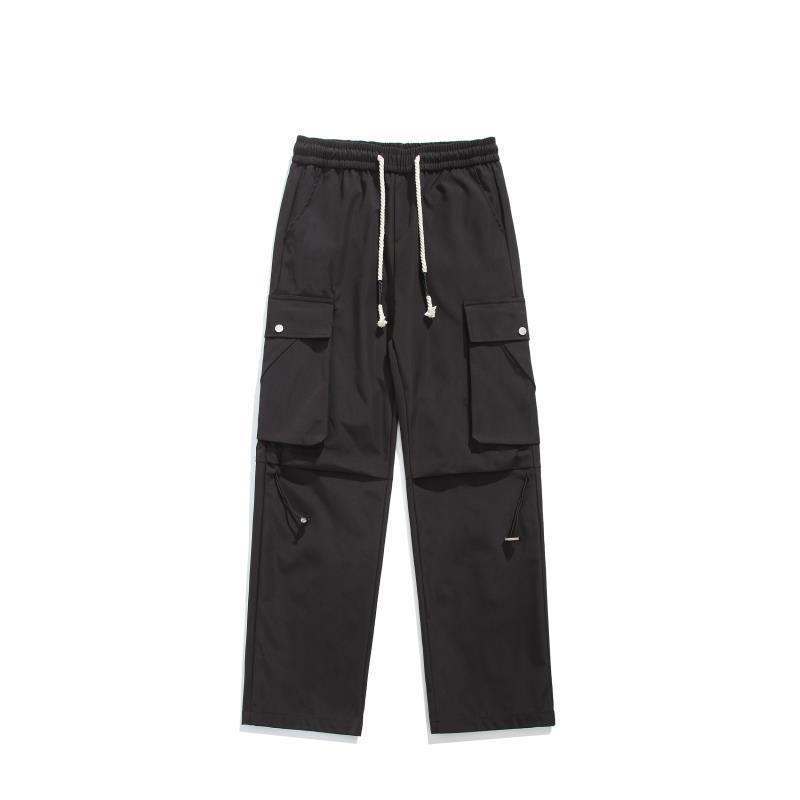 Wanfandu American high street overalls men's autumn and winter trendy brand outdoor functional assault pants plus velvet straight casual pants