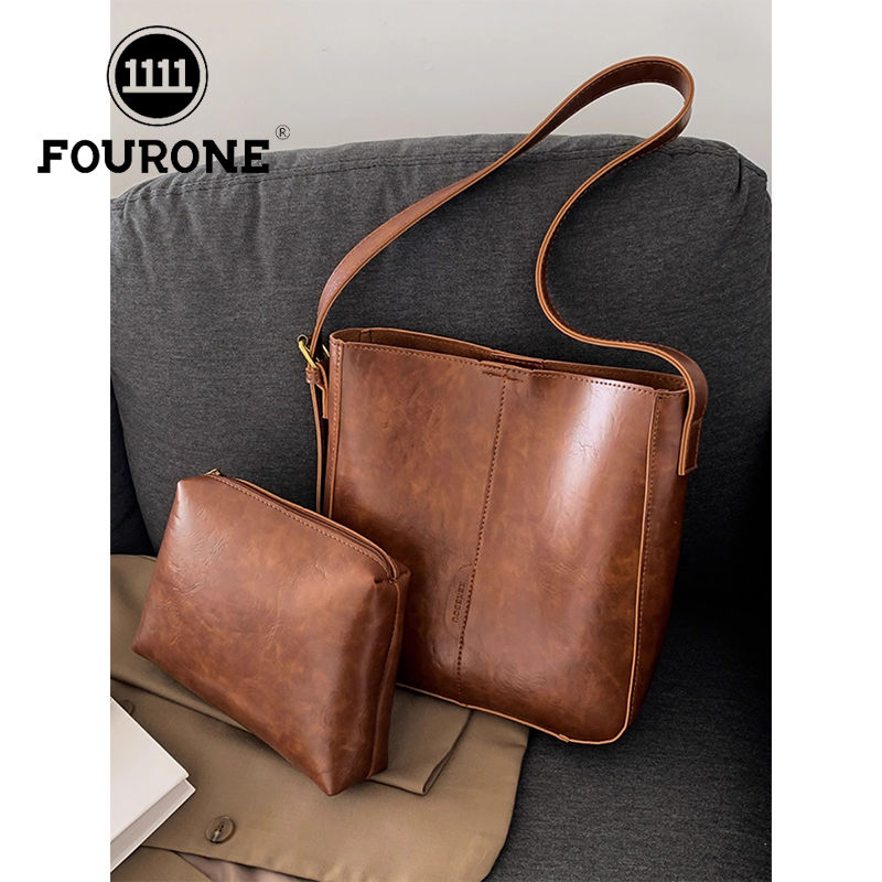 Large-capacity bag women's new fashion simple single shoulder mother-in-law bag retro versatile crossbody bucket bag
