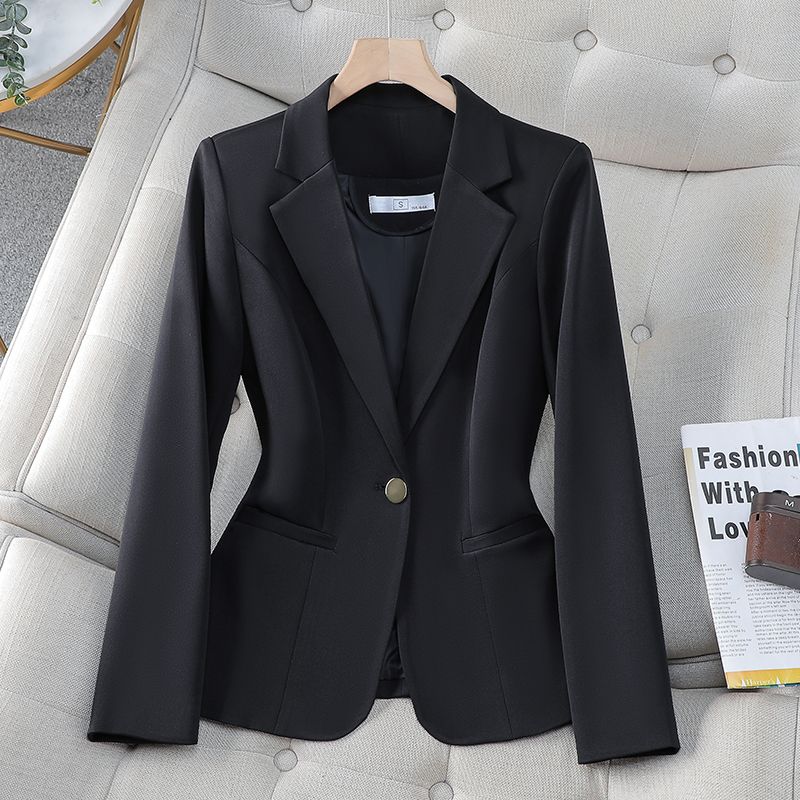 Black suit top for women spring and autumn 2024 new fashion temperament goddess style high-end professional small suit jacket