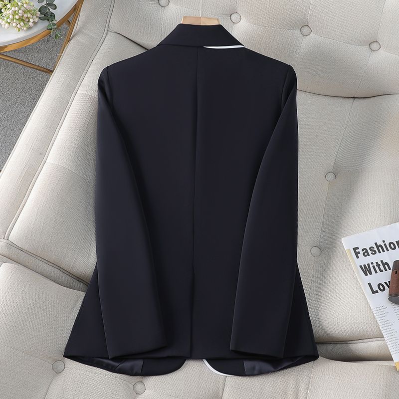 Small black suit jacket for women spring and autumn 2024 new design niche French top slim small suit