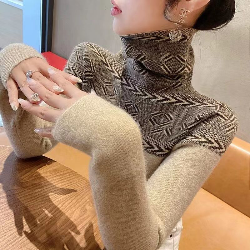 高領毛衣女秋冬打底衫洋氣時尚2023年新款爆款顯瘦修身針織衫內搭