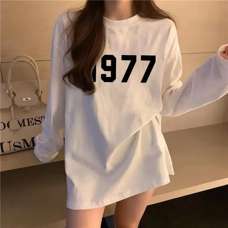 2023秋季新款德絨白色長袖t恤女韓版寬鬆學生設計感小眾上衣女ins