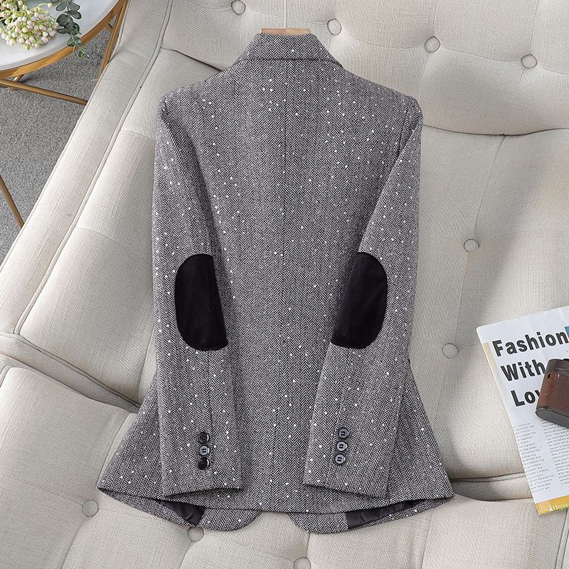 Gray suit jacket for women 2024 new Korean style design niche suit slim fashion versatile top